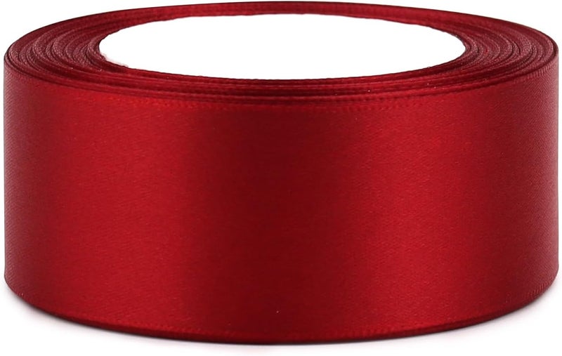 Riunbb Deep red Solid Satin Ribbon 1-1/2 Inch 25 Yards Solid Polyester Fabric Ribbon for Gift Wrapping Wedding Christmas Baby Shower Birthday Party Decoration Handmade Immortal Flower Craft - Image 3